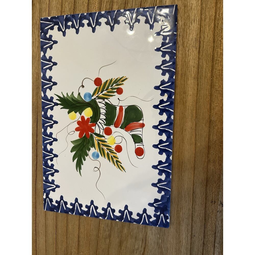 Italian Zanolli Handpainted Ceramic‎ Christmas Trivets Set Of 2 Large 12” - Picture 11 of 16